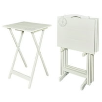 Linon Compass 5-Piece Indoor Folding Side Table, Snack, or TV Tray Set, 26" Tall, Dark Gray