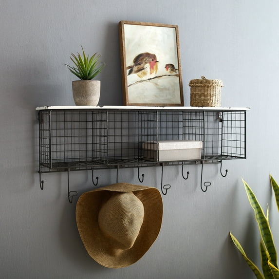 Linon Concord 4-Basket Wall Mounted Storage Organizer, Black