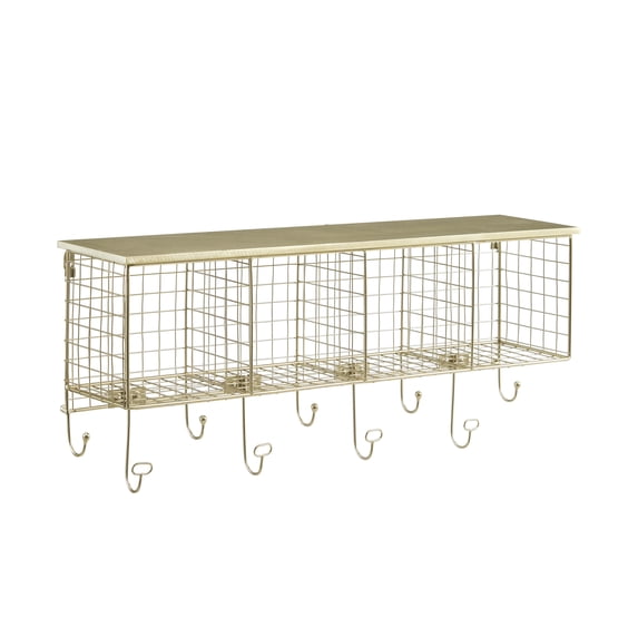 Linon Concord 4-Basket Wall Mounted Storage Organizer, Gold