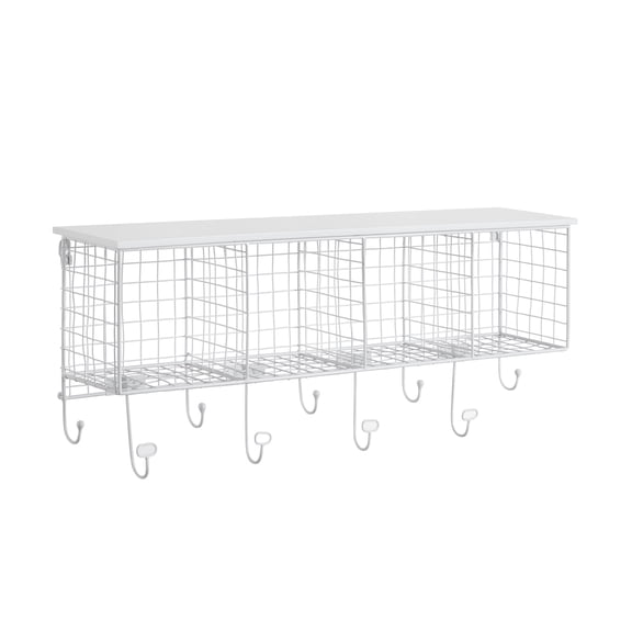Linon Concord 4-Basket Wall Mounted Storage Organizer, White