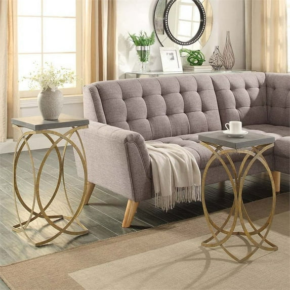 Linon Concrete Like Nesting Tables, Gray Top, Set of Two, Assembled