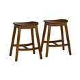 thumbnail image 1 of Linon Condal 26" Backless Wood Saddle Counter Stool, Set of 2, Walnut, 1 of 9