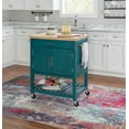 thumbnail image 1 of Powell Conrad Mobile Kitchen Cart with Butcher Block Top, 28" W x 20.25" D x 36.5" H, Teal, 1 of 16