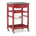 thumbnail image 1 of Linon Corbari 4-Tier Mobile Serving Cart with Stainless Steel Top, 22.75" Length, Red, 1 of 14