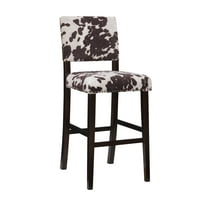 Linon Corey 30" Cow Print Bar Stool with Frame in Dark Espresso Wood