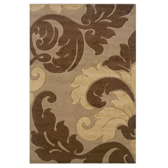 Linon Corfu Collection Tan & Brown 5 x 7.7 Rug