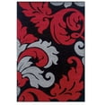 thumbnail image 1 of Linon Corfu Damask Frieze Yarn Pile  8'x10'3" Area Rug in Black & Red, 1 of 3