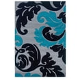 thumbnail image 1 of Linon Corfu Damask Frieze Yarn Pile 8'x10'3" Area Rug in Grey & Turquoise, 1 of 3