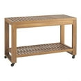 thumbnail image 1 of Linon Cormeer Outdoor Island Slatted Surface Teak Kitchen Island Wheels and Locking Casters, Natural, 1 of 12
