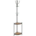 thumbnail image 1 of Linon Corner Metal and Wood Coat Rack, 12 Hooks, 2 Shelves, 1 of 4
