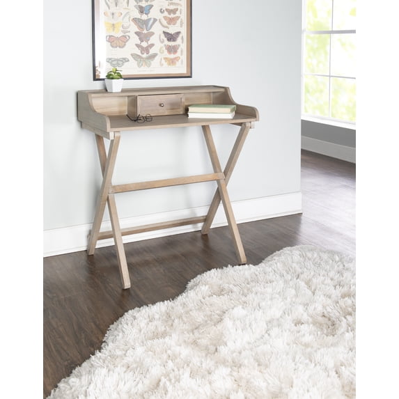 Linon Coy Folding Desk, 34.25" Tall, Rustic Brown Finish