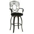 thumbnail image 1 of Linon Crested Full Back Wood Bar Stool, 30" Seat Height, Dark Brown Finish with Dark Brown Fabric, 1 of 8