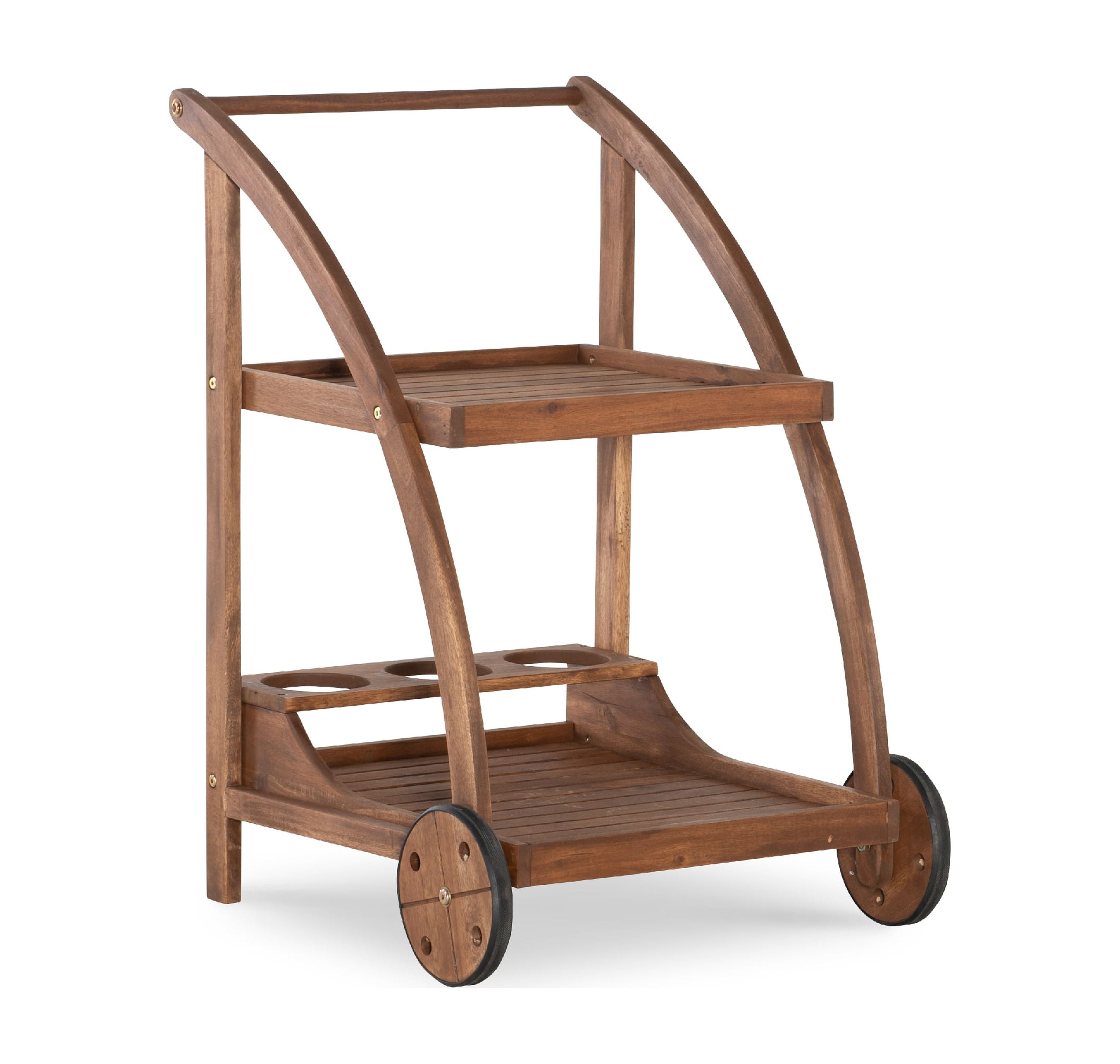 Linon Crosscreek 2-Tier Outdoor Drink Trolley, Acorn Finish