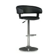 thumbnail image 1 of Linon Curved Low Back Indoor Round Metal Pedestal Bar Stool with Adjustable Height and Swivel, Chrome/Black Faux Leather, 1 of 14