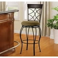 thumbnail image 1 of Linon Curves Full Back Wood Bar Stool, 30" Seat Height, Metallic Brown and Brown Wood Finish with Beige and Black Fabric, 1 of 5