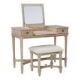 thumbnail image 1 of Linon Cyndi Wood Vanity & Padded Stool Set Flip Up Mirror 2 Drawers in Gray Wash, 1 of 23