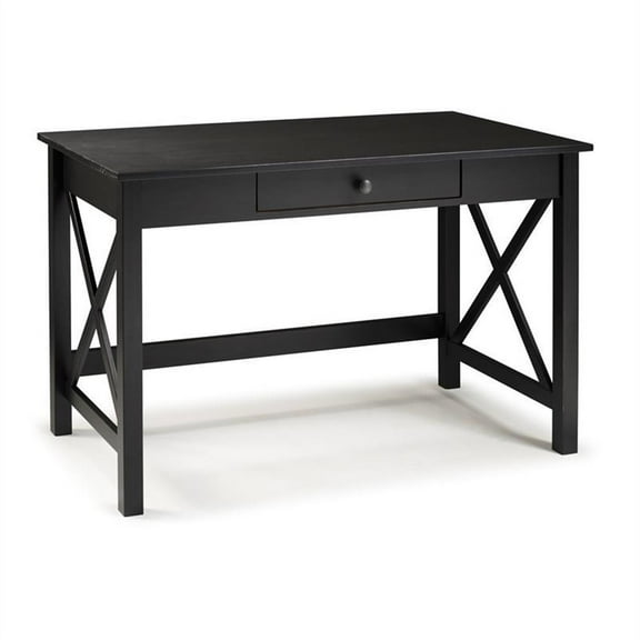 Linon Dalton Pine Wood One Drawer Laptop Desk in Black