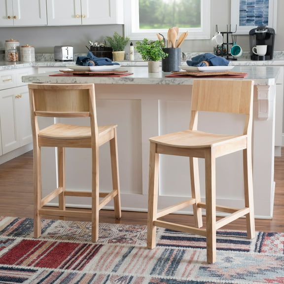 Linon Darcy 24" Indoor Wood Counter Stool, Set of 2, Unfinished
