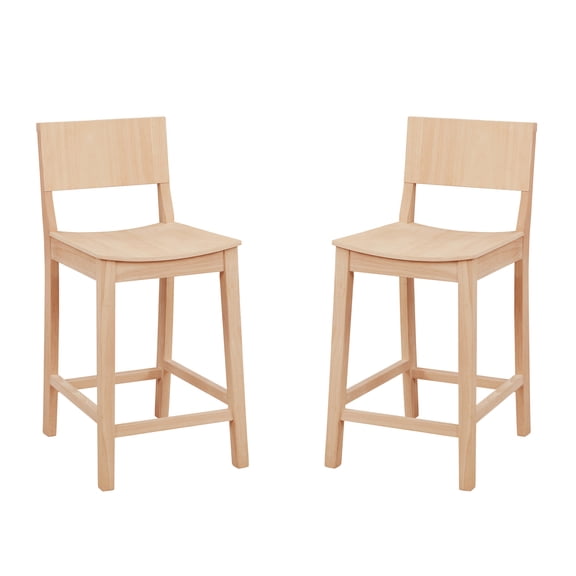 Linon Darcy 24" Indoor Wood Counter Stool, Set of 2, Unfinished
