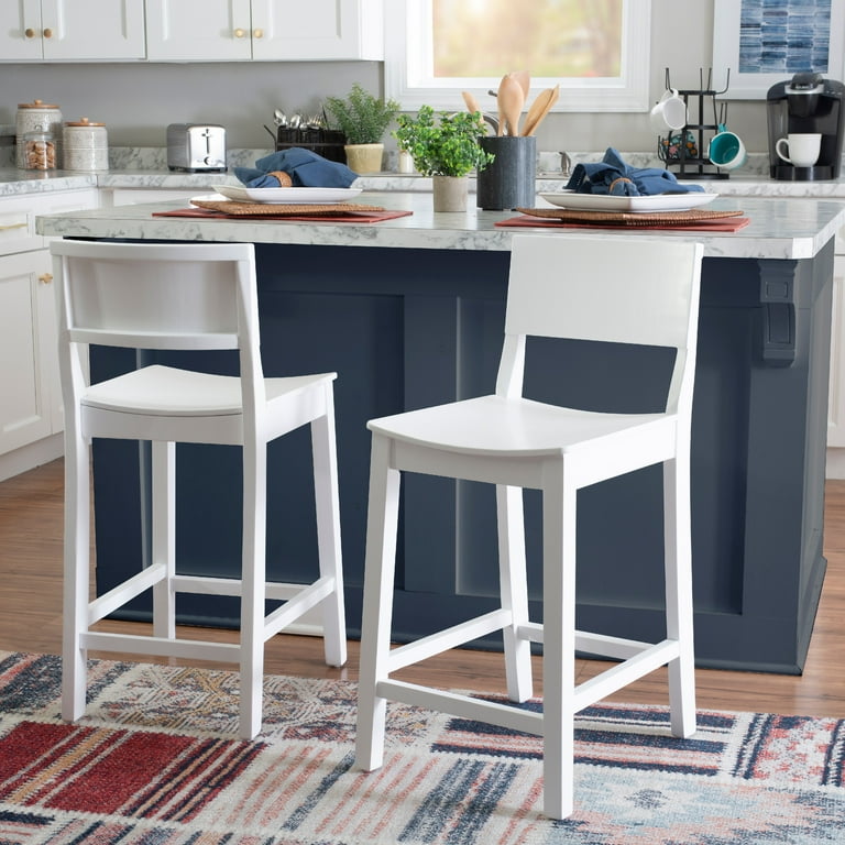 Linon Darcy 24 Indoor Wood Counter Stool Set of 2 White Walmart