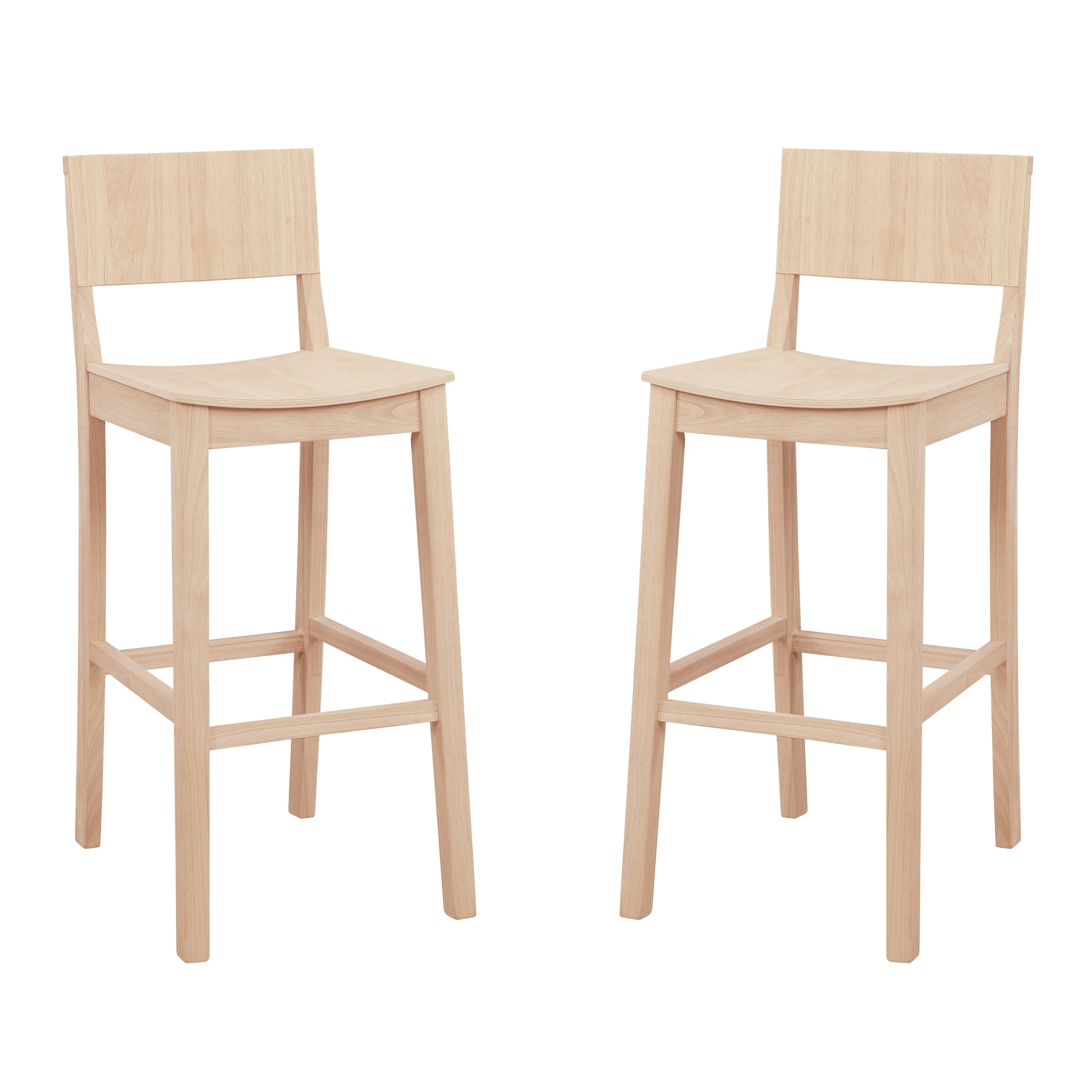 Linon Darcy 30" Indoor Wood Bar Stool, Set of 2, Unfinished