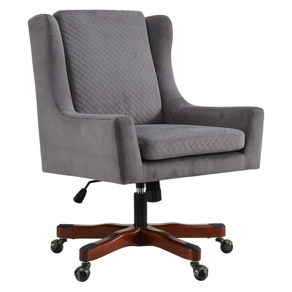 Linon Darcy Office Chair, Gray Fabric, 18.5-22.5 inch Adj. Seat Height