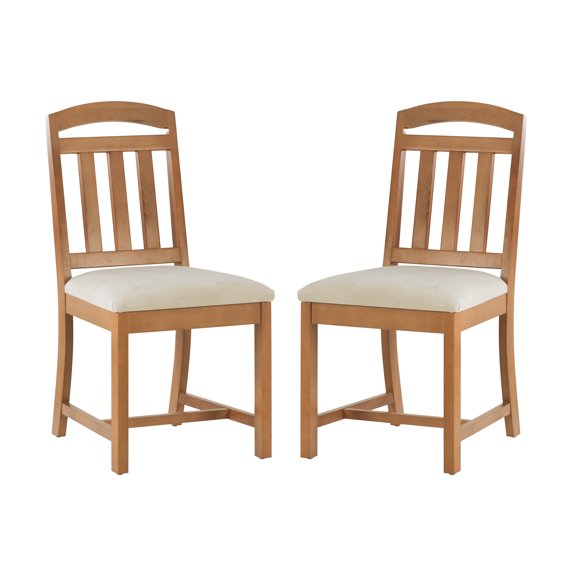 Linon Darlene Slat Back Dining Chair - Set of 2, Brown/Beige