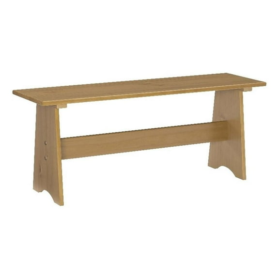 Linon Delk Pine Wood Large Backless Bench in Honey Finish