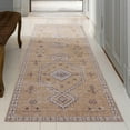 thumbnail image 1 of Contemporary Home Living 2.5' x 8' Diamond Medallion Area Throw Rug Runner - Brown and Cream, 1 of 9