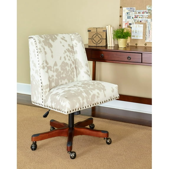 Linon Draper Office Chair, Cowhide Print, Multiple Colors & Base Options