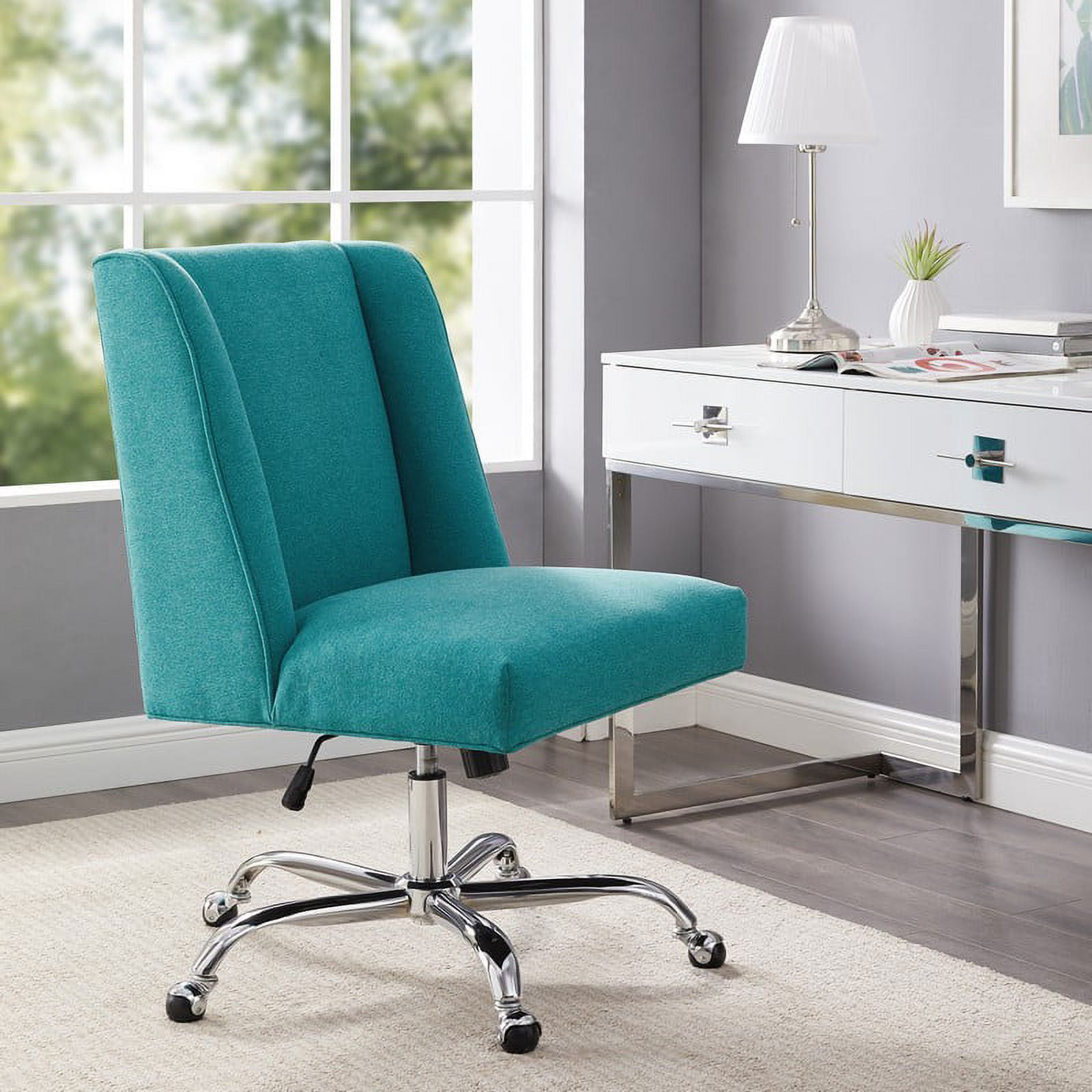 Linon Draper Upholstered Swivel Office Chair, Adjustable Seat Height ...