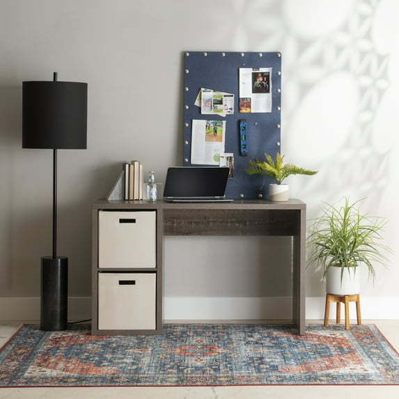 Linon Duhon Transitional Double Cubby Storage Writing Desk, Gray