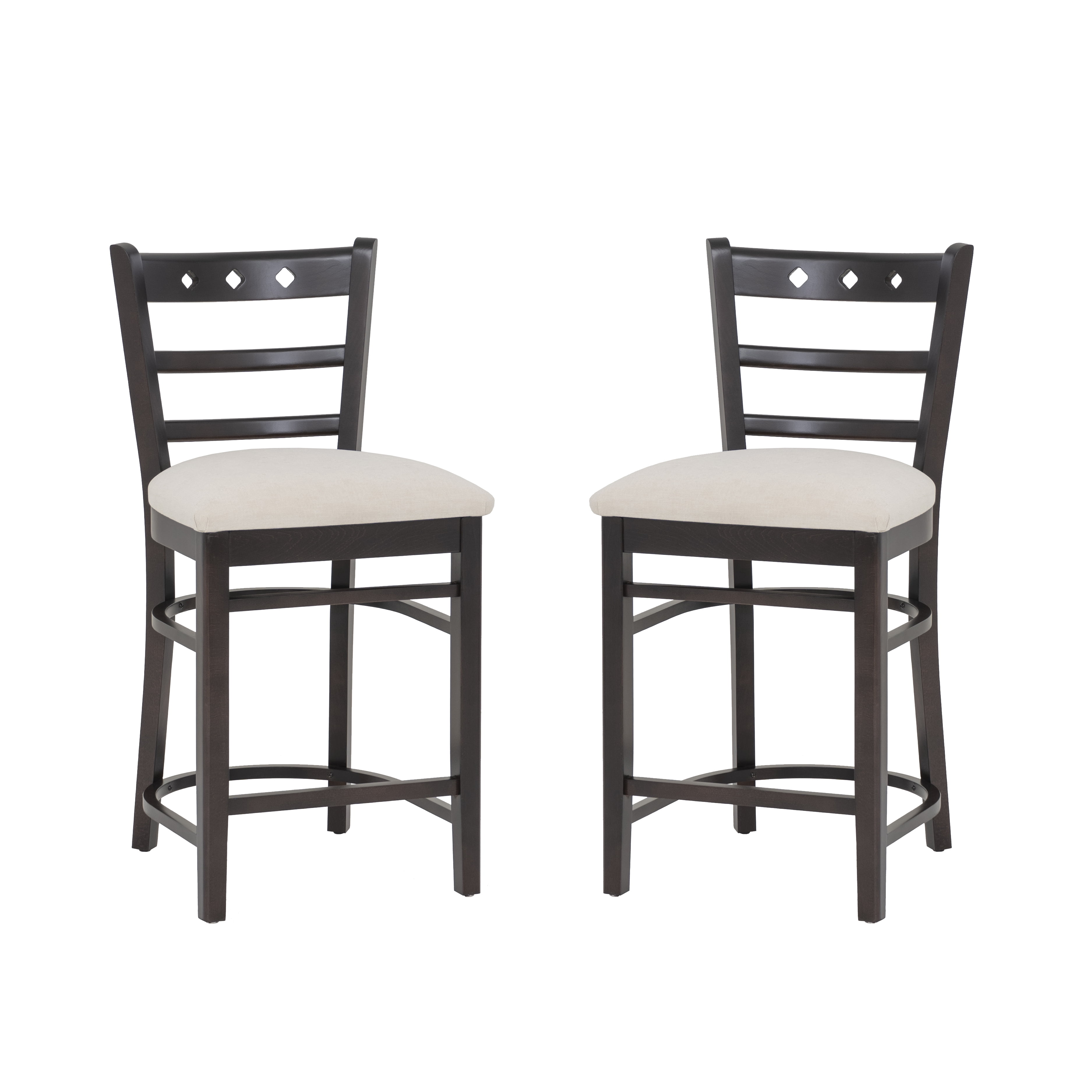 Linon Durand 24" Indoor Counter Stool, Set of 2, Espresso/Gray