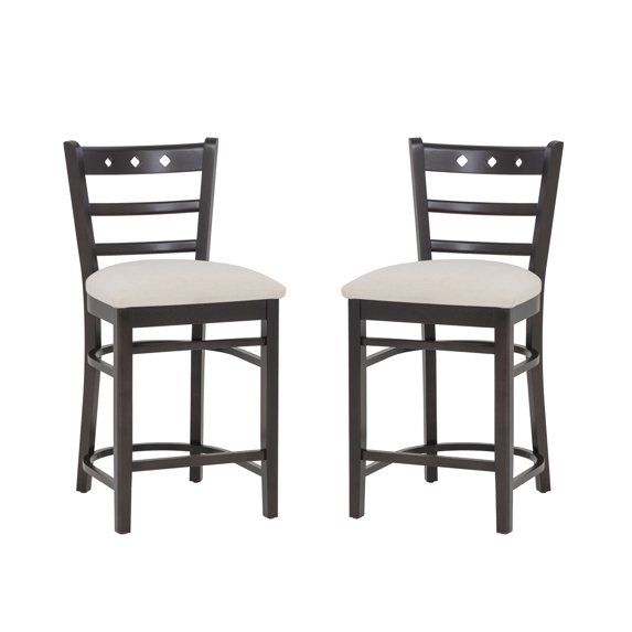 Linon Durand 24" Indoor Counter Stool, Set of 2, Espresso/Gray