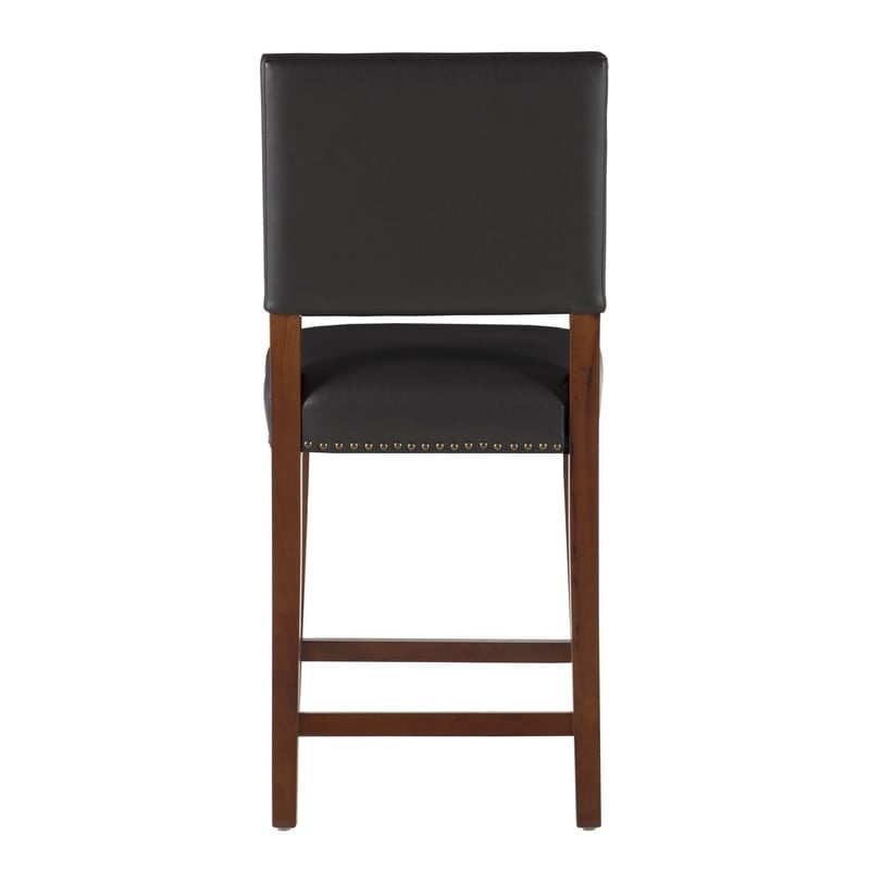 Sapele Finish 24" Brook Counter Stool with Black Leather Cushion