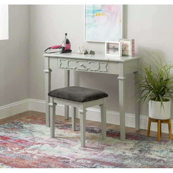 Linon Eakins 3-Piece Vanity Set, Grey