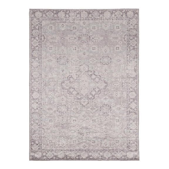 Linon Eclipse Boston Woven Polyester 6'7"x 9'7" Area Rug in Ivory
