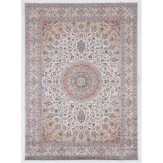 Linon Eclipse Kramer Woven Polyester 6'7"x9'7" Rug in Ivory