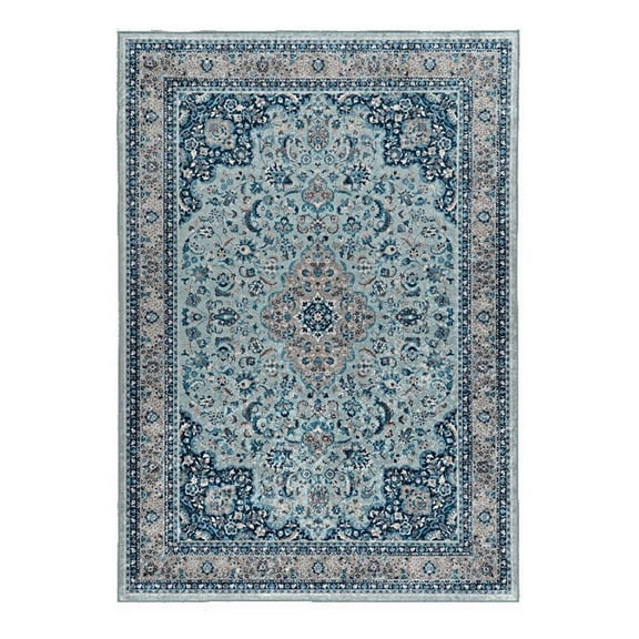 Linon Eclipse Macon Woven Polyester 5'x 7' Rug in Blue