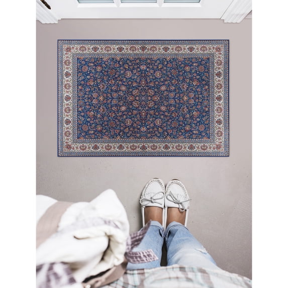 Contemporary Home Living 2.25' x 3.25' Botanical Floral Rectangular Area Throw Rug - Blue and Cream