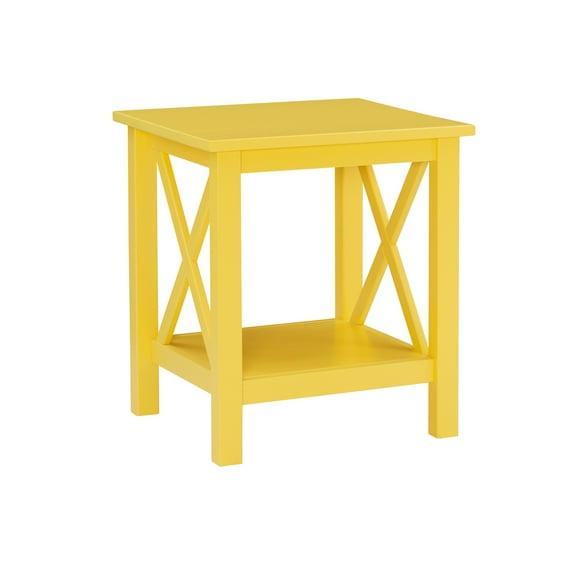 Linon Edmiston Indoor End Table with Shelf, 22" Tall, Yellow