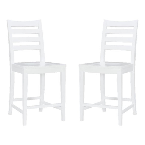 Linon Elder Commercial Grade Set of Two Counter Stools in White Beechwood