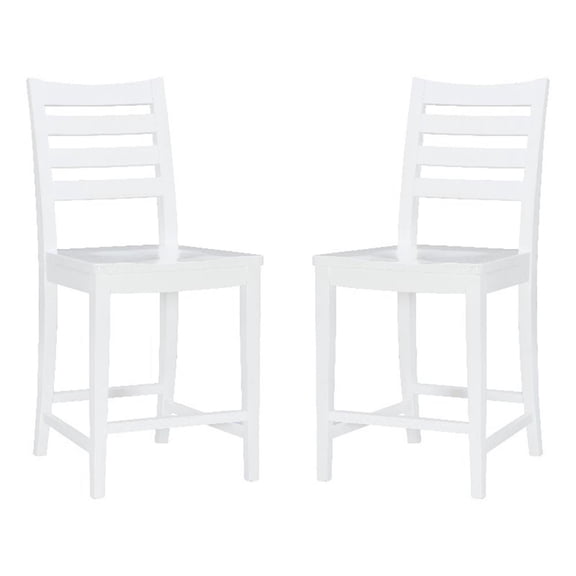 Linon Elder Commercial Grade Set of Two Counter Stools in White Beechwood