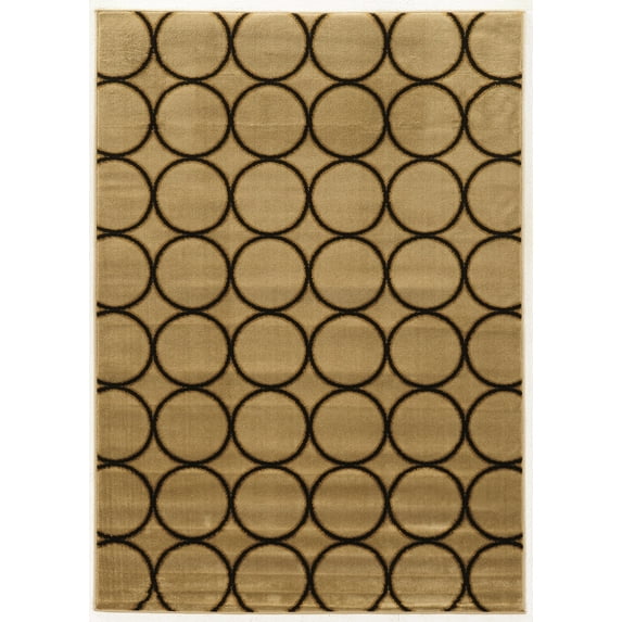 Ellegance Multi Circles Crème Beige Brown-Size:2' x 3'