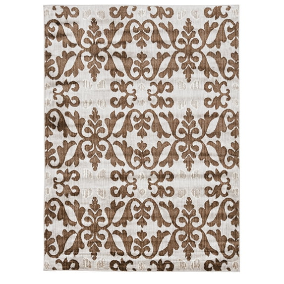 Linon Elegance Florence Power Loomed Polypropylene 8'x10' Rug in Ivory