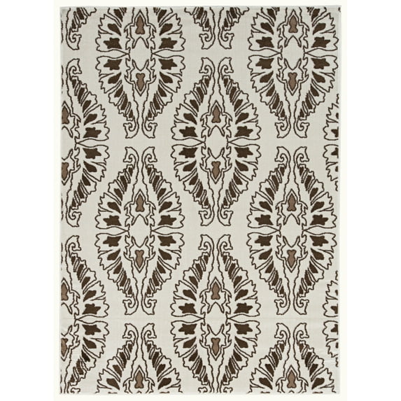 Linon Elegance Neice Power Loomed Polypropylene 5'x7'3" Rug in White