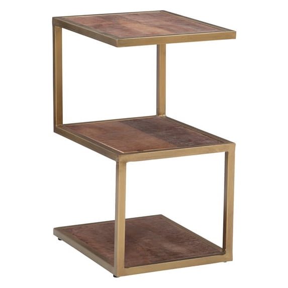 Linon Ellery Metal and Wood Accent Table in Gold