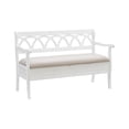 thumbnail image 1 of Linon Elliana Storage Bench Beige Padded Seat Cutout Back Design in White Wood, 1 of 21