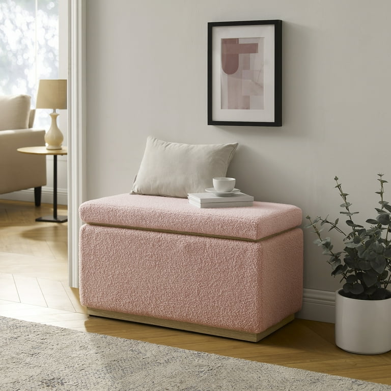 Linon Elta Rectangle Storage Ottoman Blush Walmart