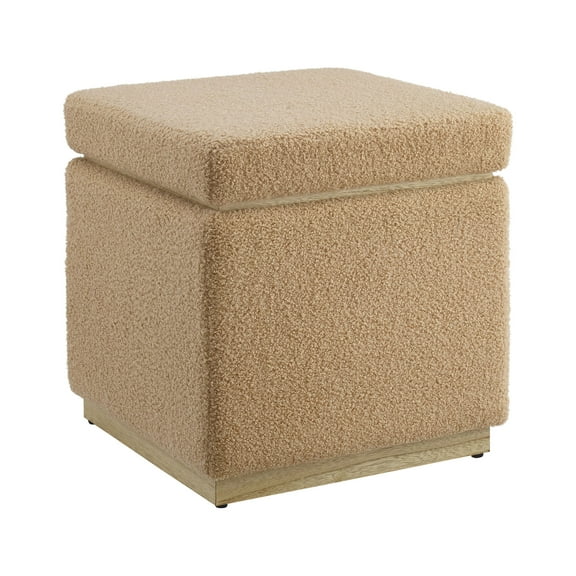 Linon Elta Square Storage Ottoman, Tan Sherpa